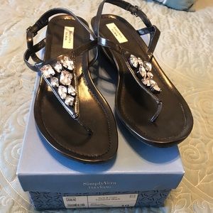 Black Jeweled Wedge Sandals